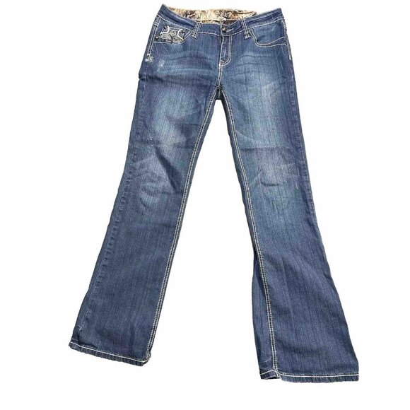 adikto womens jeans size 6 29x34 Good Condition Teen Adult Embroidered Pockets. - Picture 3 of 16